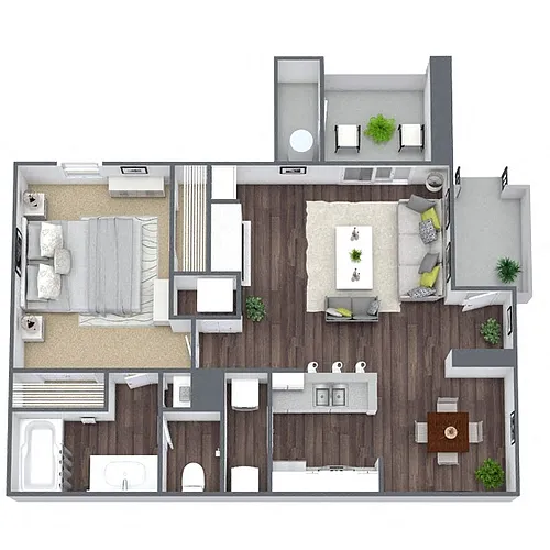 Floor plan A2: 1 Bed 1 Bath
