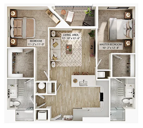 Floor plan 2 Bed/2 Bath-B2