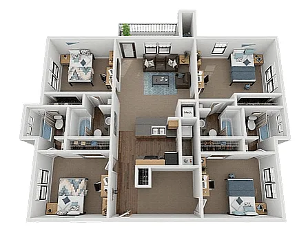 Floor plan 4 Bed, 4 Bath Upgraded