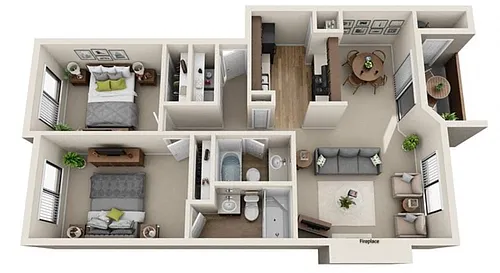 Floor plan Two Bedroom Two Bath