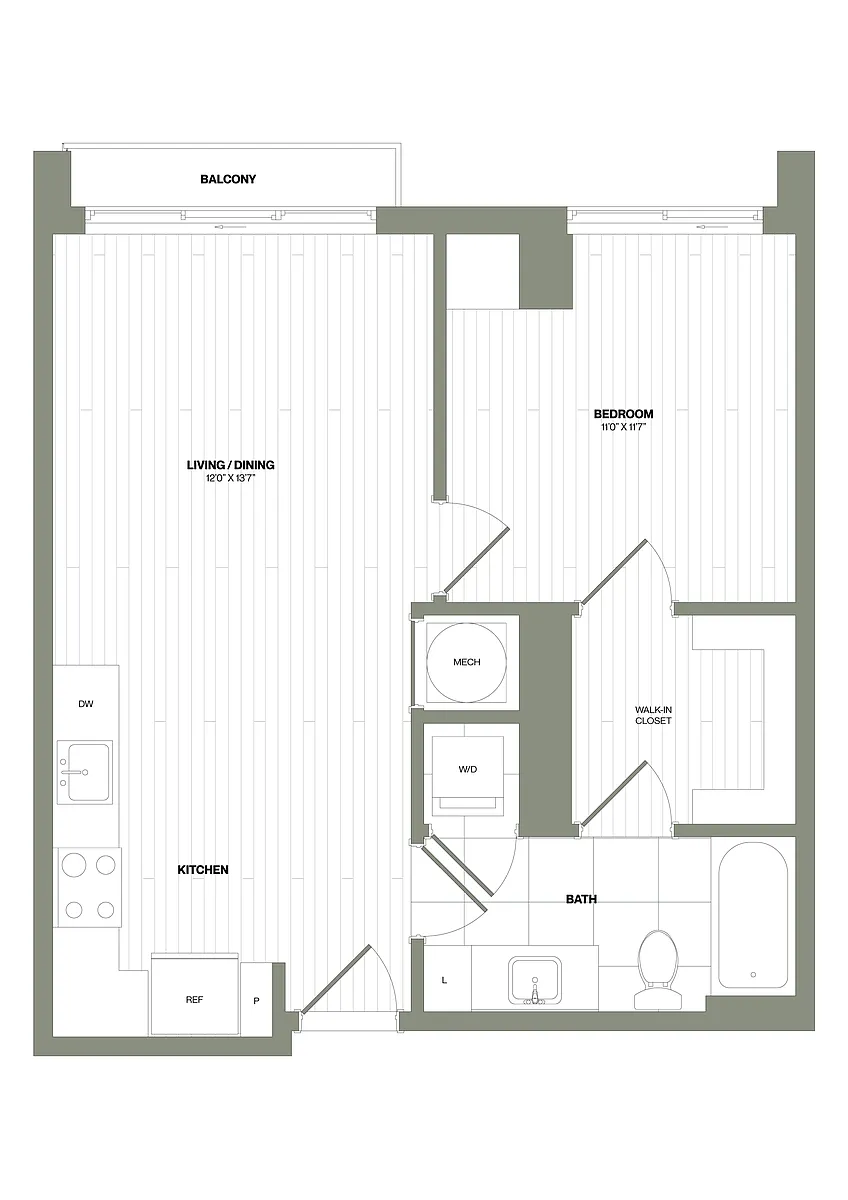 Floor plan 1 Bed/1 Bath-A4 WDU