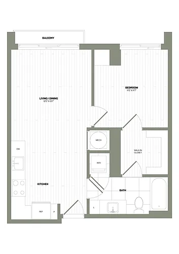 Floor plan 1 Bed/1 Bath-A4 WDU