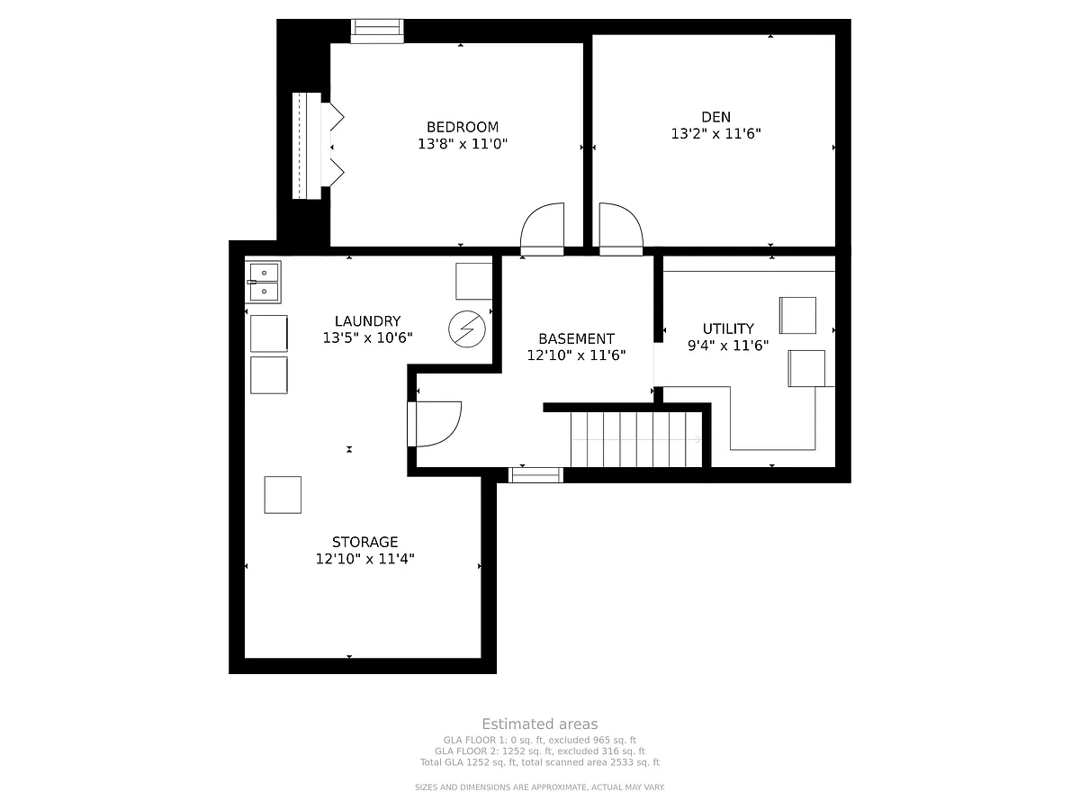 Floor plan 2 BD Ranch Home- Updated Kitchen & Floor