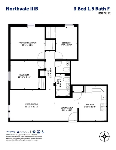 Floor plan 3 Bed 1.5 Bath F