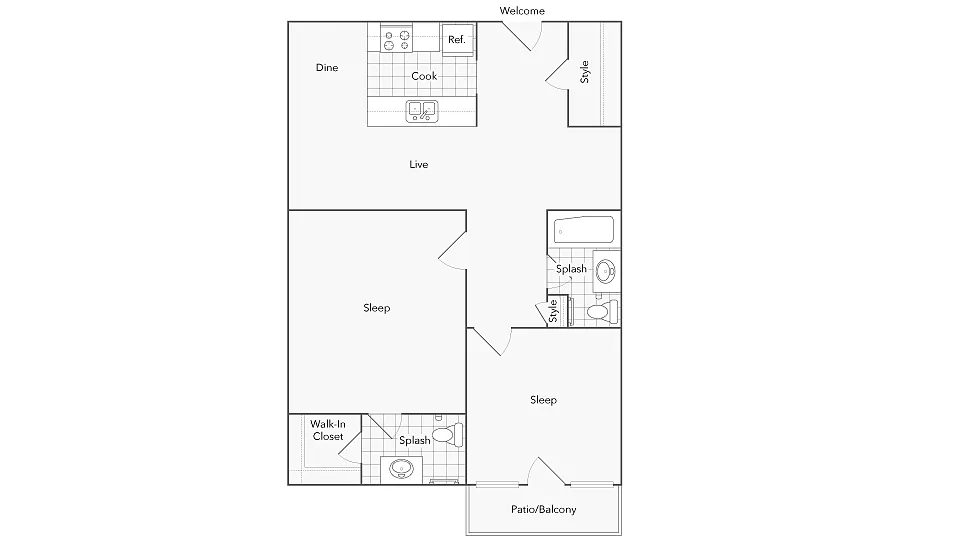 Floor plan Des Plaines North - 2x1.5