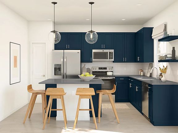 Kitchen with floating shelves