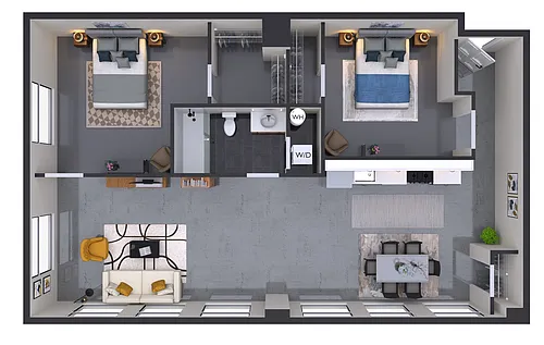 Floor plan X14 - 1b + Den