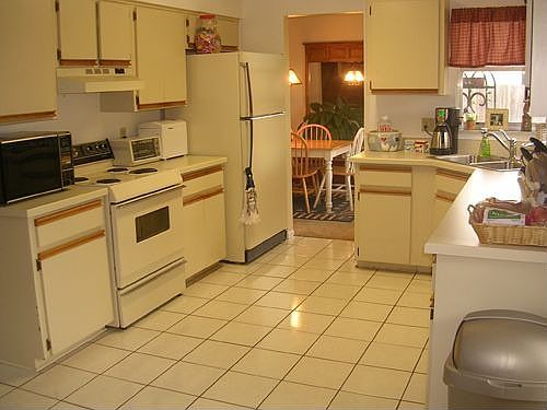 Pass-through kitchen, new sink & faucet, built-in filter and disposal