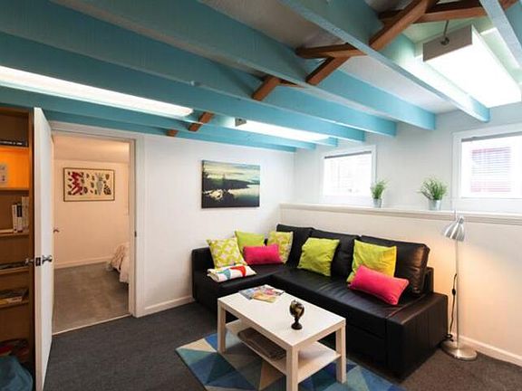 Living area with door to Bedroom