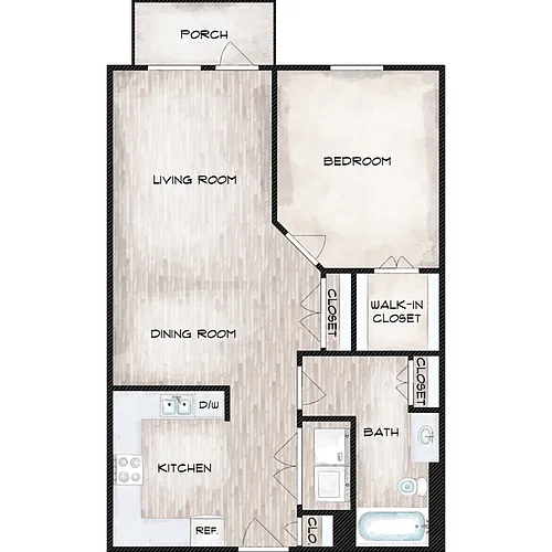 Floor plan 1 Bed 1 Bath