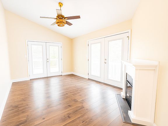 Bright living room with fireplace