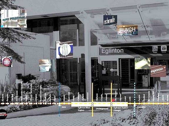 Located at the crossroads of the Yonge Eglinton Subway line (North-South line) and the LRT (East-West line).