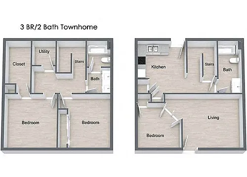 Floor plan Three Bedroom Townhome