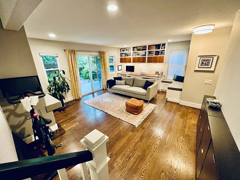 Second Living / Office room with custom built-in desks and bookcase.