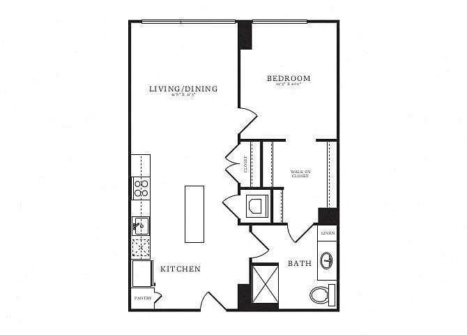 Floor plan 1 Bed/1 Bath-B4B
