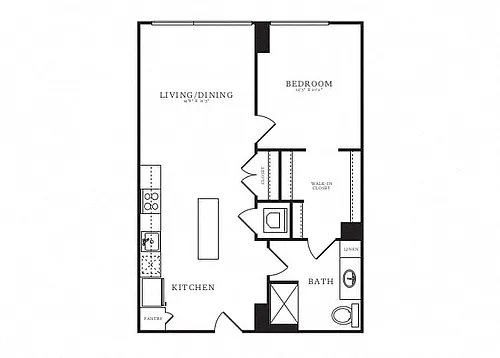 Floor plan 1 Bed/1 Bath-B4B