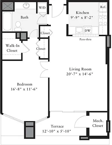 Floor plan 1 Bedroom K