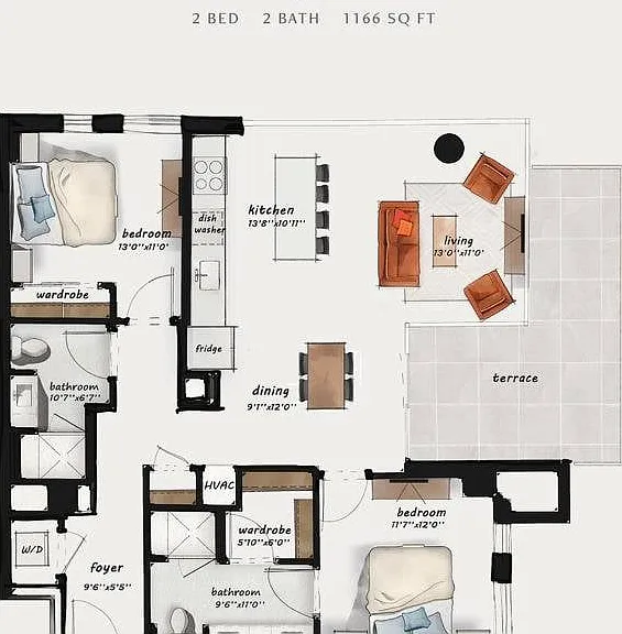 C4 | 2 Bed 2 Bath 1,166 square feet C4 | 2 Bed 2 Bath 1,166 square feet