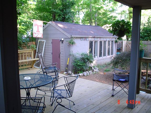 Huge wrap around deck off of master bedroom(Shows detached studio).