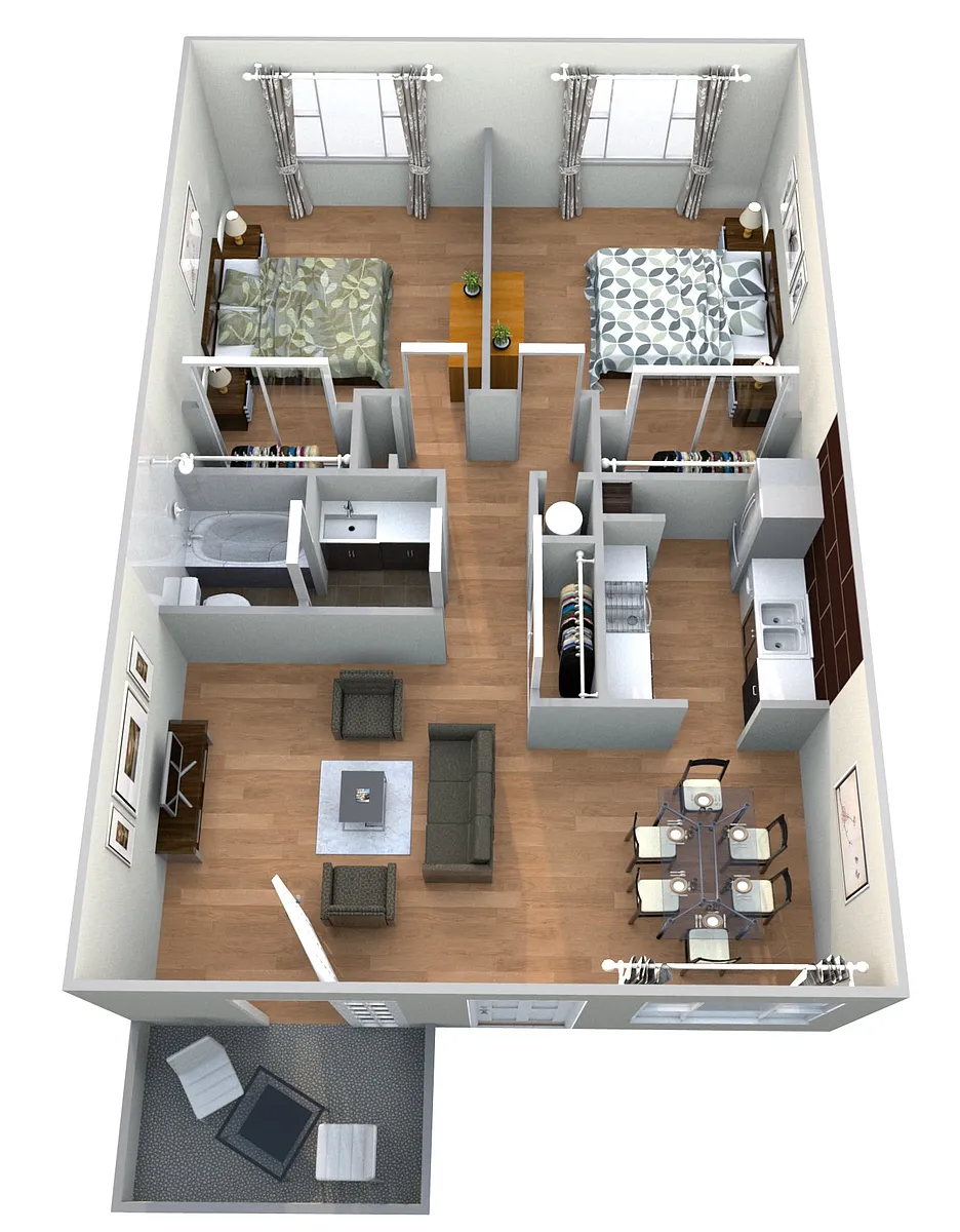 Floor plan Palo Alto - 2 bed 1 bath