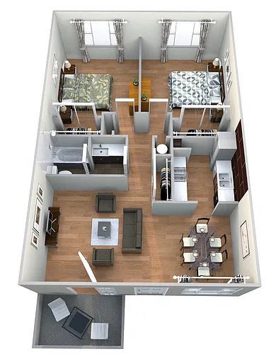 Floor plan Palo Alto - 2 bed 1 bath