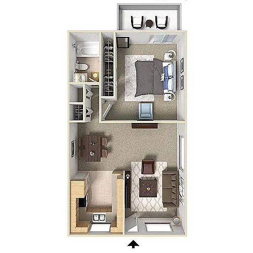 Floor plan 1 Bed 1 Bath