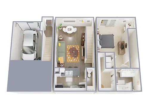 Floor plan 1 Bed, 1 Bath D Townhome