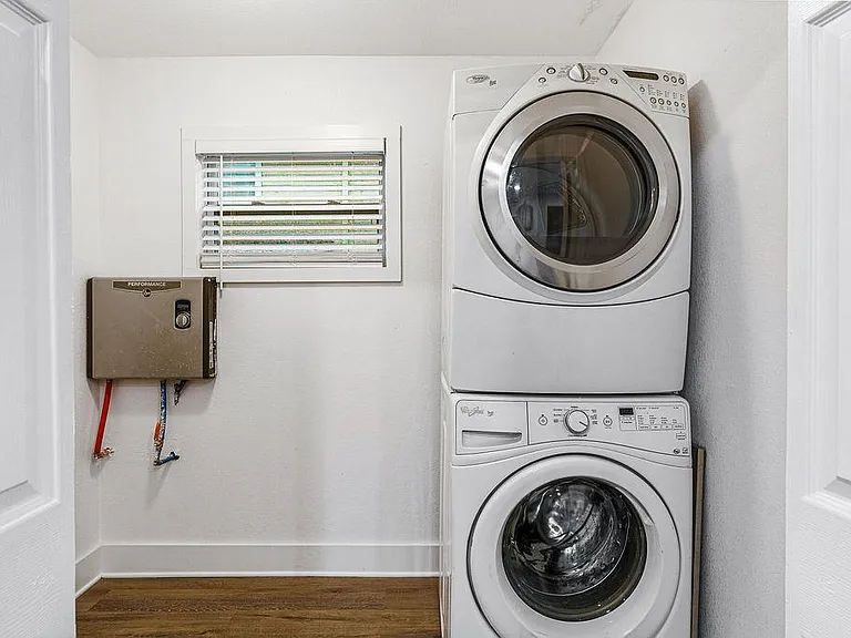 Mud room and laundry with front load washer and dryer