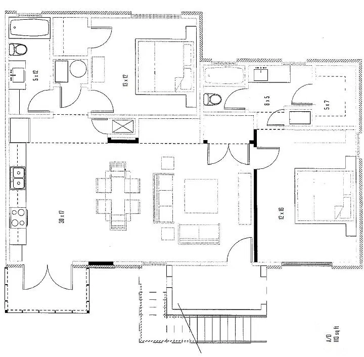 Floor plan 2 Bedroom 2 Bath Flat