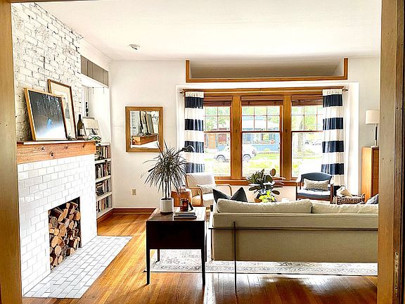 Bright living room off entry