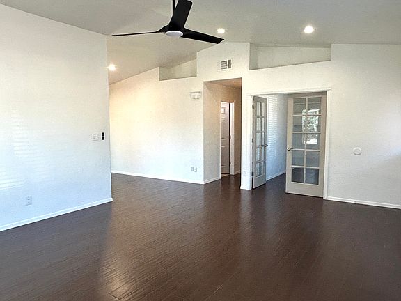 Living room with new ceiling fan