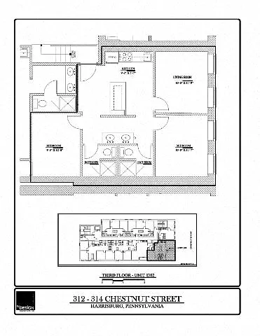 Floor plan International Place - 1302- 2 Bedroom - 2 Bathroom