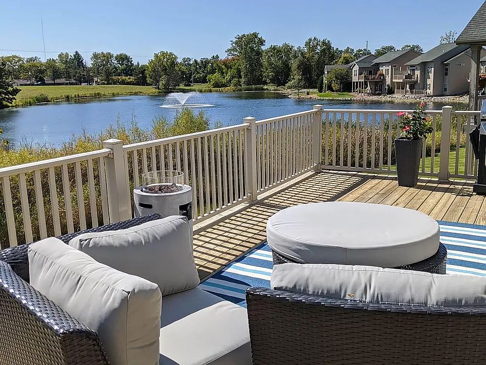 Condo Balcony overlooking Pond.