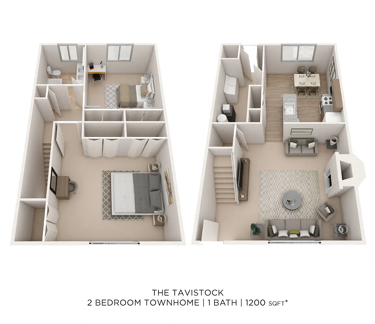 Floor plan Two Bedroom Townhome - 1,200 sqft