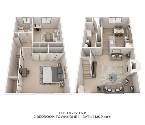 Floor plan Two Bedroom Townhome - 1,200 sqft