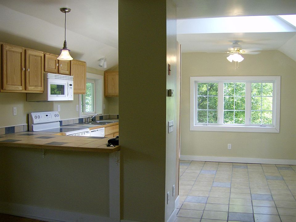 Kitchen and dining area, taken from living room, showing the