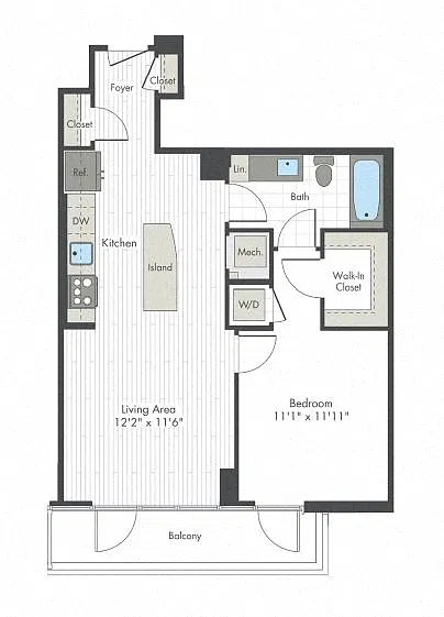 Floor plan 1 Bed/1 Bath-G2