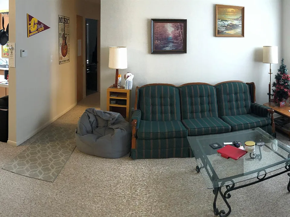 Living and dining room areas