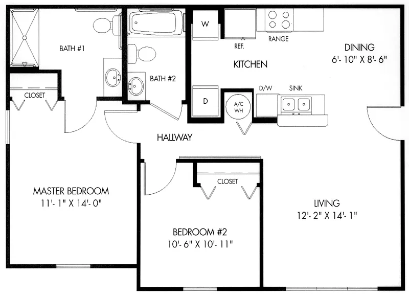 Floor plan B Two Bedroom 60%