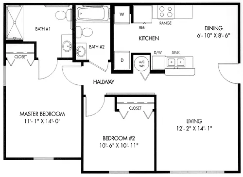Floor plan B Two Bedroom 60%