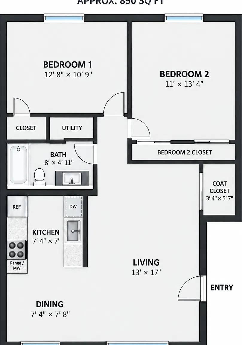 2 bed, 850 sqft, $1,245 — Photo 2