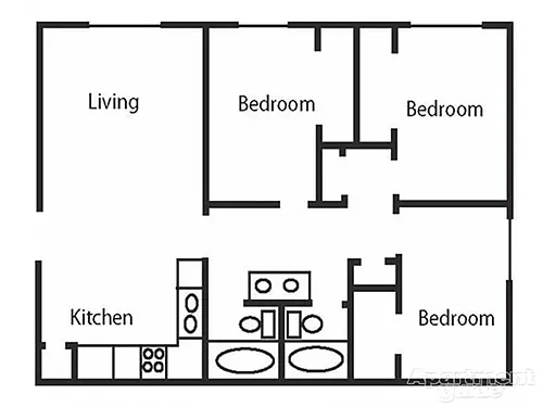 Floor plan 3 Bed 2 Bath