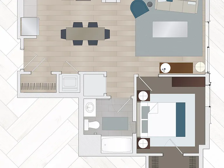 A1K floor plan One Beachmont