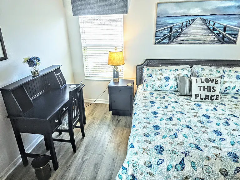 Office work space in the master bedroom