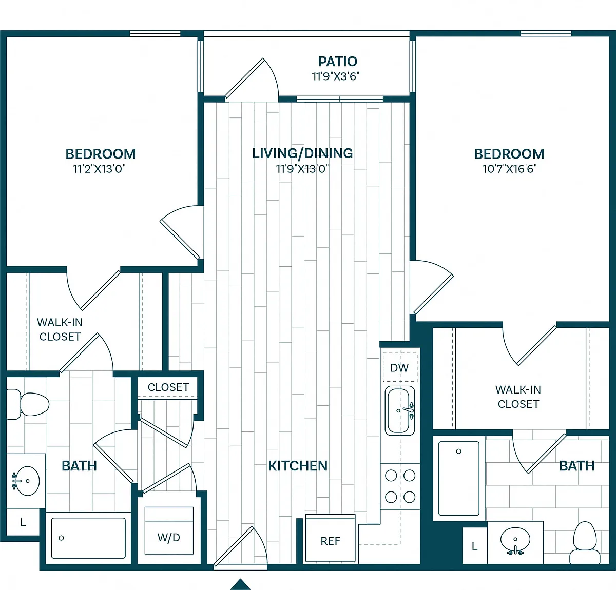 Floor plan 2 Bed/2 Bath-B1