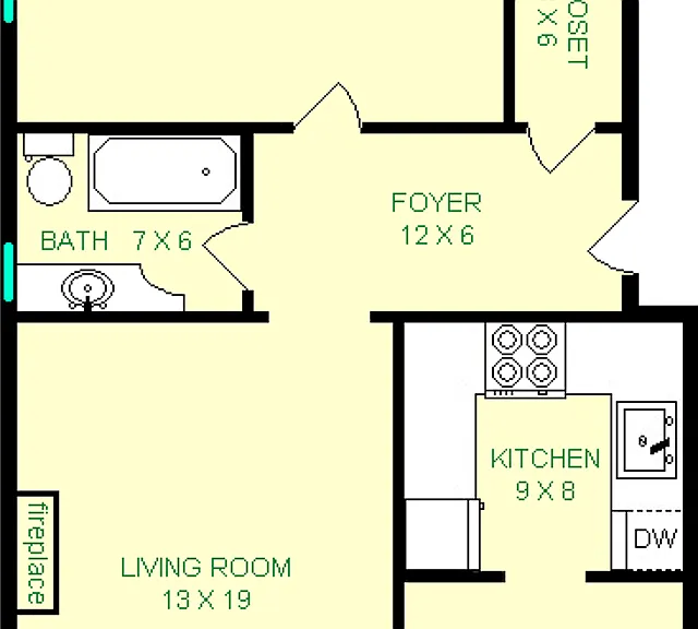 Bloomfield One Bedroom Floorplan Bloomfield One Bedroom Floorplan