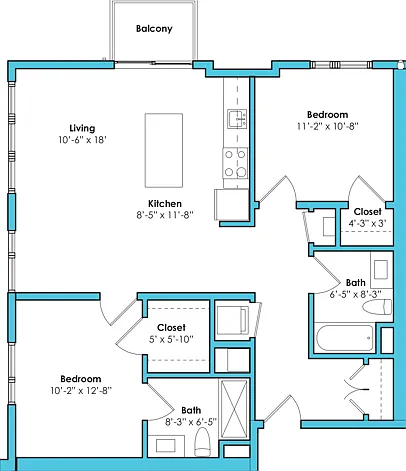 Two Bedroom Two Bath (982 SF) Two Bedroom Two Bath (982 SF)