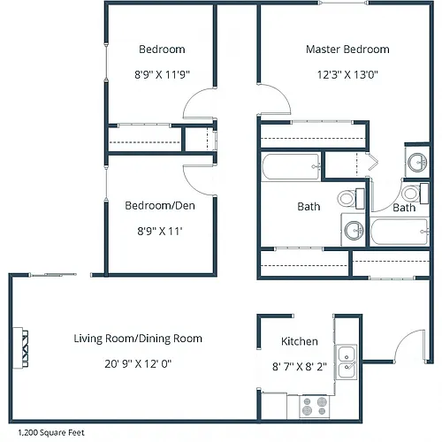 Floor plan Three Bedroom 32A
