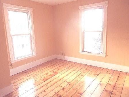 Bedroom, newly restored wide pine floor