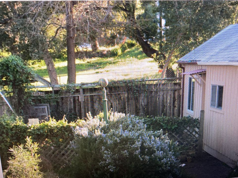 Back fence, alley, and open space across the alley.